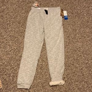 New Sherpa lined sweatpants joggers Warm!!  Light gray fleck Youth boy 14/16